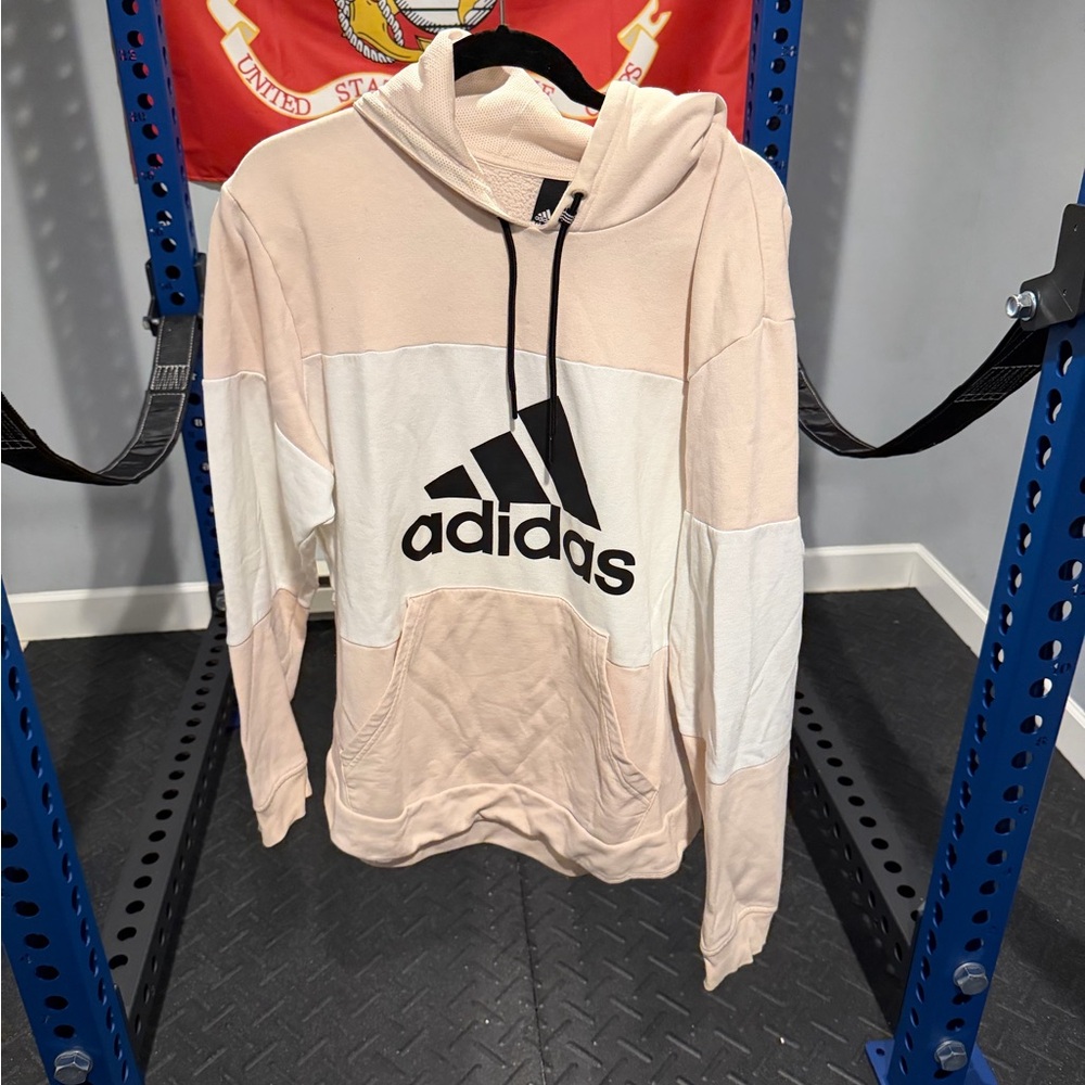 Adidas Men's Cream and White Hoodie